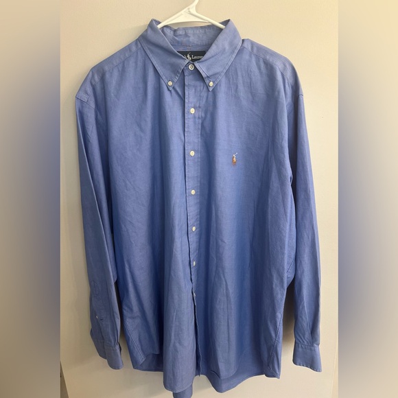 Ralph Lauren Yarmouth Men Blue Long Sleeve Shirt 17-35 Button Down - Picture 1 of 6